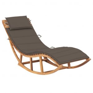 Image de VidaXL Chaise longue à bascule avec coussin Bois de teck solide