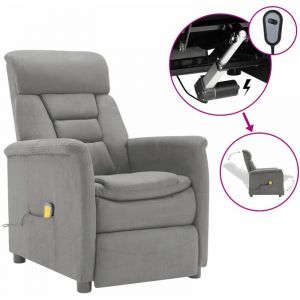 Image de VidaXL Fauteuil de massage électrique Gris clair Similicuir daim