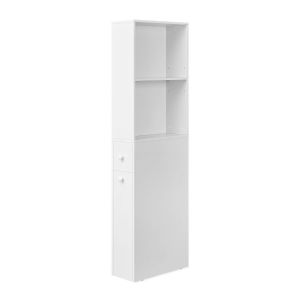 Calicosy Petit meuble de rangement 2 niches, 2 portes - H134,4 cm - Blanc