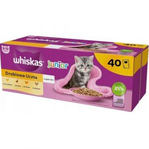 Whiskas Nourriture humide pour chat - Junior - Volaille - 40 sachets de 85 g - Pâtée de qualité