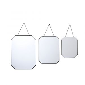 Emde Lot 3 miroirs chaine métal noir 26x20/32x25/40x30cm