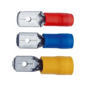 Klauke Fiches plates enfichables (M) bleues isolées 6,3mm, lot de 100