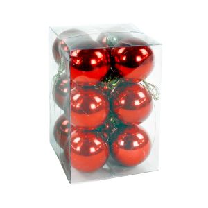 Wadiga Set de 12 boules de Noël rouges 4cm
