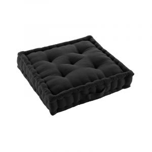 Douceur d'intérieur, Coussin de Sol (50 x 50 x 10 Cm) Twily Noir, Coton/Polyester Recyclé