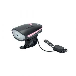TM Electron PBA-006 TMTOR014P Lumi&egrave;re LED 3 W, 250 LM et 4 Modes pour v&eacute;lo avec klaxon &eacute;lectrique, Couleur Rose, Standard