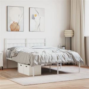 VidaXL Cadre de lit métal avec tête de lit blanc 120x200 cm