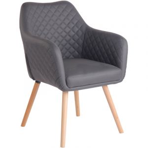 CLP Chaise de salle &agrave; manger Gent Similicuir, Gris/Nature