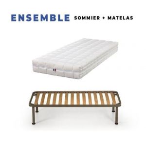 King Of Dreams Lot de 2 Matelas 70x190 + Sommiers Démontés + pieds + 2 Oreillers Mémoire + 2 Protèges matelas Offerts Latex Naturel 80 Kg/m3