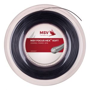 MSV Focus-Hex Rouleau Soft 200m-Noir Corde de Tennis Adulte Unisexe, Noir, 1,25