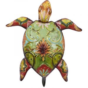 Signes Grimalt Tortue tropicale en métal vert, ornement mural, décoration de la maison