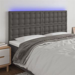 VidaXL Hoofdbord LED 160x5x118/128 cm kunstleer grijs3122524