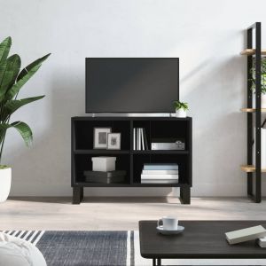 VidaXL Meuble TV noir 69,5 x 30 x 50 cm bois d'ing&eacute;nierie - Noir