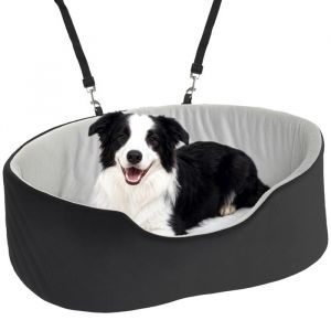 Image de Pawhut Siège auto pour chien - avec ceinture de sécurité et fixation - jusquà 15 kg - coussin amovible et lavable - noir