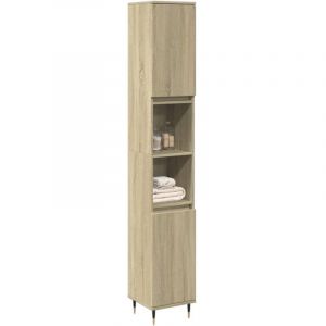 VidaXL Armoire salle de bain ch&ecirc;ne sonoma 30x30x190 cm, armoire de rangement de salle de bain, armoire de bain, meuble de 849667