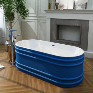Baignoire îlot Bleu 180cm Style Haussmannien
