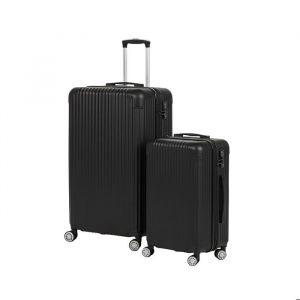 Relaxdays Ensemble de valises 2 pi&egrave;ces (S+M) 4 roulettes coque rigide poign&eacute;e t&eacute;lescopique serrure &agrave; code noir