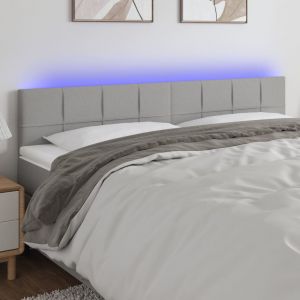 VidaXL T&ecirc;te de lit &agrave; LED Gris clair 160x5x78/88 cm Tissu
