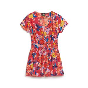 Superdry Pour femme. Combinaison de plage ? manches courtes rouge