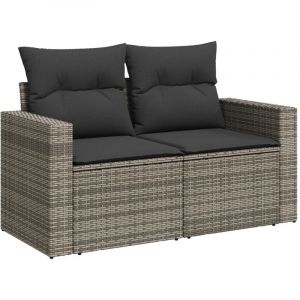 VidaXL Canapé de jardin 2 places avec coussins gris résine tressée