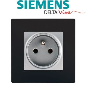 Siemens Prise 2P+T Silver Delta Viva + Plaque Noir