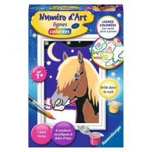 Image de Ravensburger Numéro d'art - mini format - Cheval de nuit - Kit complet de Peinture au numéro - Dès 7 ans