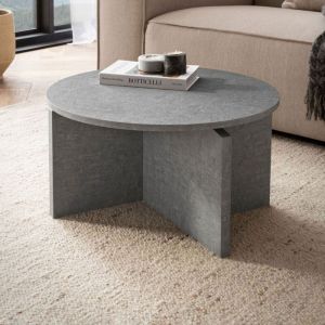 M&S Table basse ronde 60x33 cm effet b&eacute;ton gris - eklea