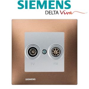 Siemens Prise TV / FM Silver Delta Viva + Plaque Métal Marron