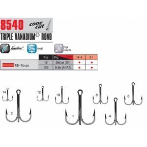 Vmc HAMECON TRIPLE CARNASSIER VANADIUM ROND 8540 - ROUGE N&ordm;1 - 10 hame&ccedil;ons