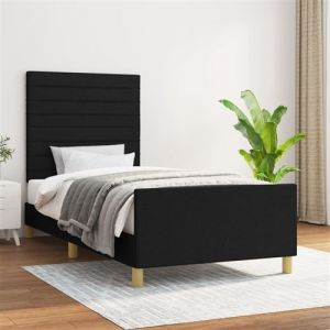 VidaXL Cadre de lit avec tête de lit Noir 80x200 cm Tissu - Noir