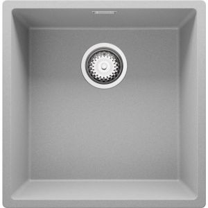 Evier Cuisine 46 x 47 cm Evier en Granit 1 bac + Kit de Vidage, Evier a Encastrer de Primagran, Gris