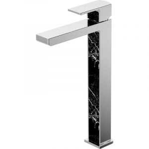 Image de Essebagno Essemarmo lavabo haut chrome et noir façon marbre - Chromé