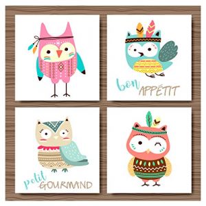1001kdo - Lot de 20 serviettes papier hibou indien