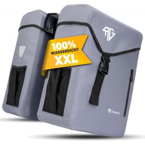 RADGEIST sacoche v&eacute;lo pour transporteur 100% &eacute;tanche I Double sacoche v&eacute;lo 50 litres - Double sacoche v&eacute;lo avec fermeture facile (gris)