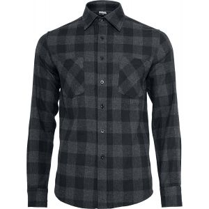 Urban classics Chemise manches longues Rockabilly de - Chemise À Carreaux En Flannelle - S à 5XL - pour Homme - noir/gris