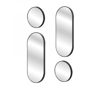 Altobuy - Ensemble de 4 Miroirs Déco Ronds et Ovale Noir