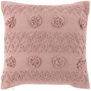 Image de Coton d'intérieur Coussin Déco à Pompons "Alenia" 40x40cm Rose