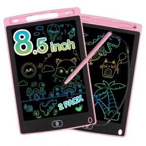 Lot de 2 tableaux magiques LCD pour enfants de 8,5 pouces - Tableau magique à partir de 2 3 4 5 6 ans - Garçon et fille - Écran coloré - Tablette d'écriture et de dessin répétée - Rose