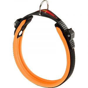 Ferplast ERGOFLUO C Collier pour chiens avec rembourrage souple et système de fermeture avec micro-régulation. Variante C15/33 - Mesures: A: 25÷33 cm - B: 15 mm - Orange