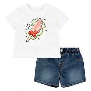 Levi's Ensemble 2 pi&egrave;ces t-shirt et short en denim Blanc Kids - Couleur Blanc - Taille 18-24 mois