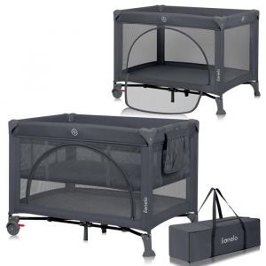 Lionelo Laura 2en1 Lit de Voyage jusqu'à 15 kg Parc bébé de 0 à 36 Mois Entrée latérale Matelas en Mousse T25, 2 Niveaux Hauteur, Sac de Voyage, Roues avec Frein (Grey Concrete)