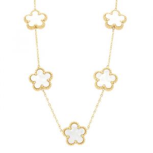Collier Fleurs Blanches Or