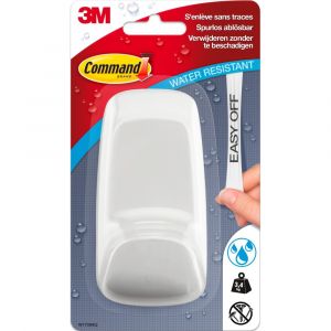 3M 1 Patère Blanc nacré Command avec languettes résistantes à l'eau, 2 languettes, 3,4 kg