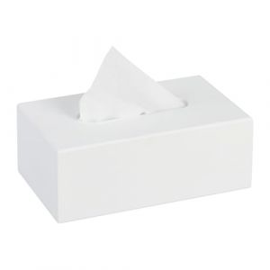 Relaxdays Distributeur de mouchoirs, boîte à lingettes, rectangulaire, HxLxP : 9x25x15 cm, Range-lingettes, Blanc