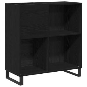 VidaXL Meuble &agrave; vinyles en bois ding&eacute;nierie - Ch&ecirc;ne noir - 85x38x89 cm - Moderne - Rangement m&eacute;dia - 4 &eacute;tag&egrave;res