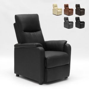 Image de Le Roi Du Relax Fauteuil relax inclinable avec repose pieds en similcuir Giulia | Couleur: Noir