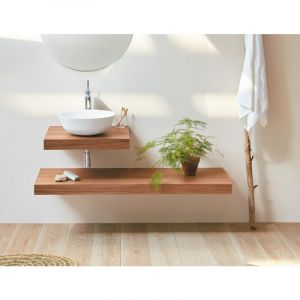 Sanycces Plan vasque suspendu Zero finition Noix avec porte-serviettes - 140 x 52 cm