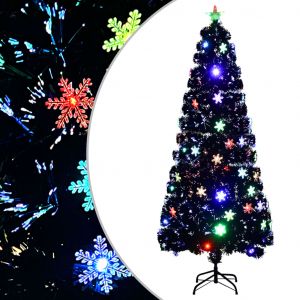 VidaXL Sapin de Noël et flocons de neige LED Noir 210 cm Fibre optique