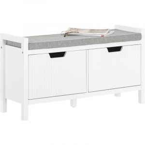Sobuy Meuble à Chaussures FSR146-W pour Entrée avec Coussin Rembourré et 2 Portes - 91 x 30 x 50 cm - Blanc