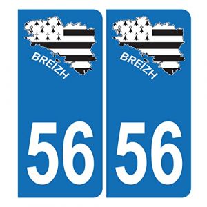 Autocollant Plaque dimmatriculation Voiture 56 Carte Bretagne