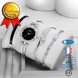 Bracelet De Montre - Inn - Ensemble 4 Pièces - Quartz - Noir - Femme